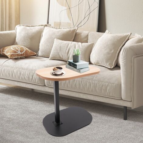 Table d'appoint en forme de C, table basse ronde, table basse pour canapé, table de chevet, en noyer, 45 x 30 cm.