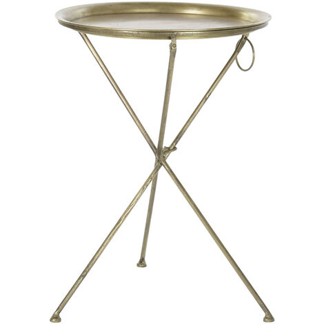 Table d'appoint en laiton coloris doré - diamètre 47, 5 x hauteur 64,5 cm -PEGANE-