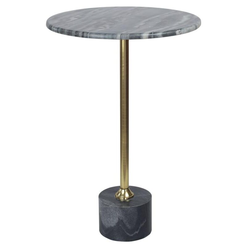 Table d'appoint en marbre et métal - Anthracite et doré - GIANINA