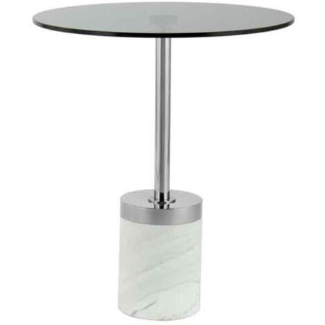 Table d'Appoint en Marbre "Lana" 53cm Gris & Blanc