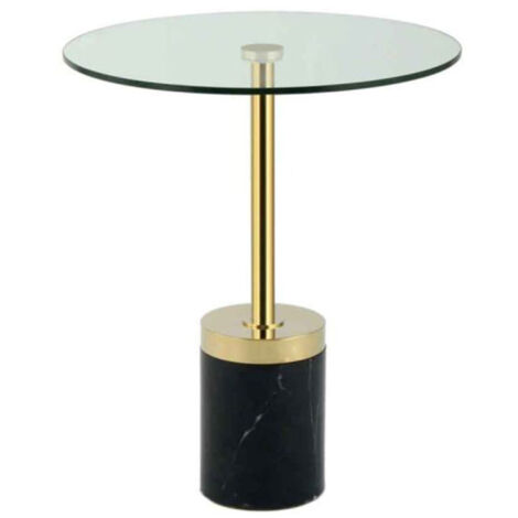 Table d'Appoint en Marbre "Lana" 53cm Or & Noir