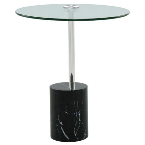 Table d'Appoint en Marbre "Rosario" 50cm Argent & Noir