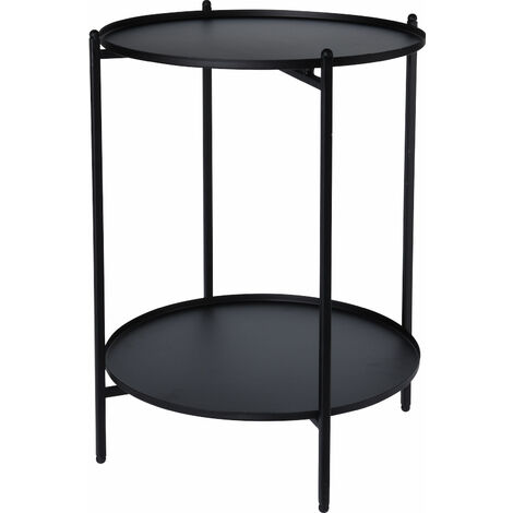Table d'appoint en métal - avec 2 étagères - Ø35 x H50cm - couleur : noir