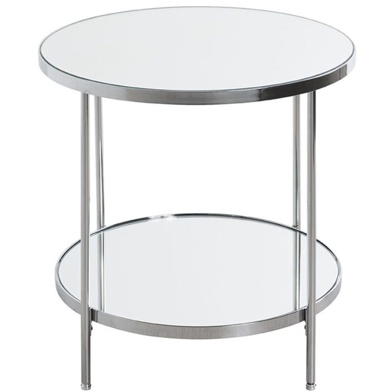 Table d'appoint en métal chromé coloris gris et verre -diamètre 45 x hauteur 46 cm