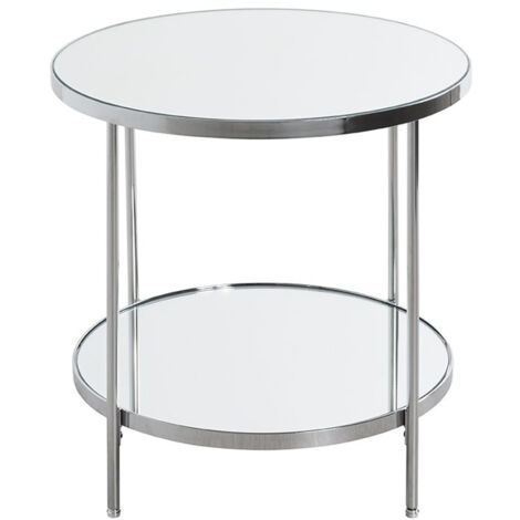 Table d'appoint en métal chromé coloris gris et verre -diamètre 45 x hauteur 46 cm