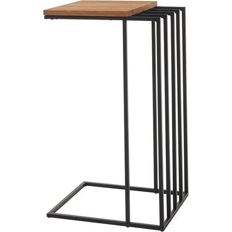 Table d'appoint en métal coloris chêne massif huilé - L.40 x H.70 x P.35 cm -PEGANE-
