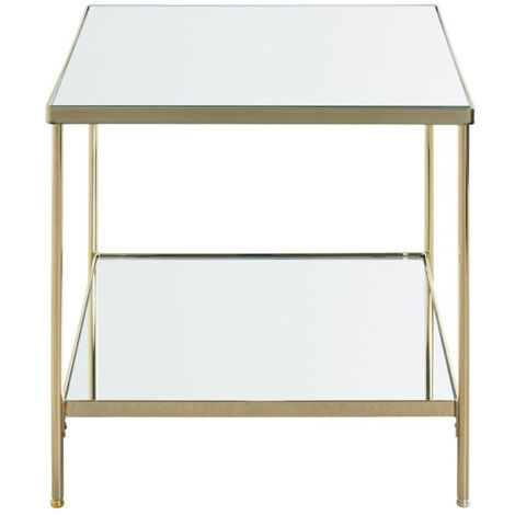 Table d'appoint en métal coloris doré et verre -longueur 45 x profondeur 45 x hauteur 46  cm
