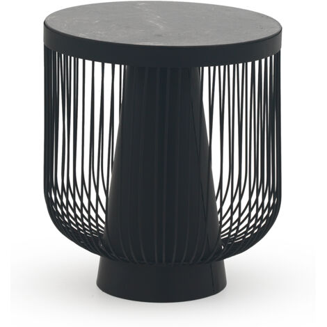 Table d'appoint en métal et marbre, noire