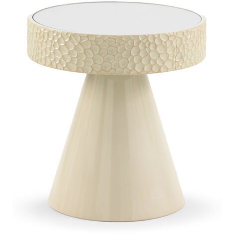 Table d'appoint en métal et miroir