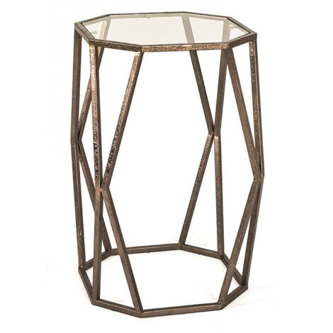 Table d'appoint en métal laqué bronze antique - Dim : L 37 x H 37 x P 50 cm -PEGANE-