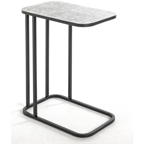 Table d'appoint en métal noir et aluminium argenté -longueur 46 x profondeur 29 x hauteur 62 cm
