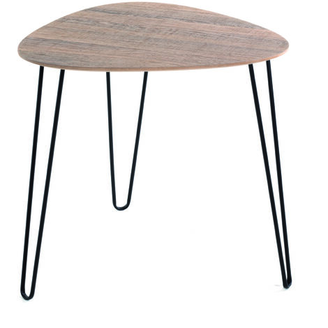 Table d'appoint en métal noir et MDF chêne - Longueur 40 x Hauteur 43 x Profondeur 40 cm -PEGANE-