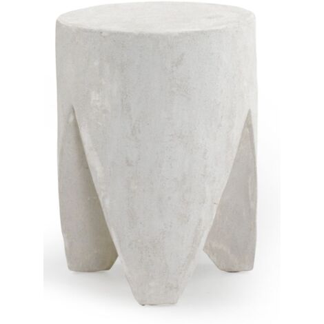 table d'appoint en polyrésine couleur ciment blanc