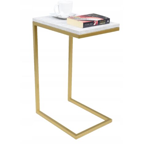 Table d'appoint en profilés de béton doré clair
