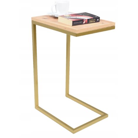Table d'appoint en profils artisanaux en chêne doré