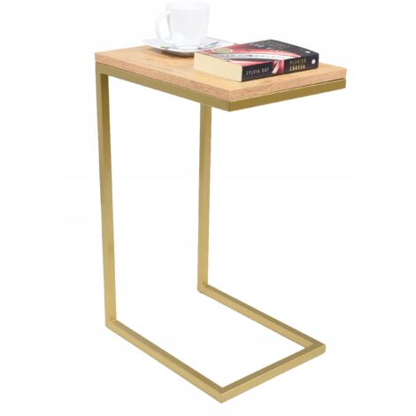 Table d'appoint en profils de chêne doré Lancelot