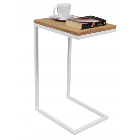 Table d'appoint en profils Lancelot en chêne blanc mat