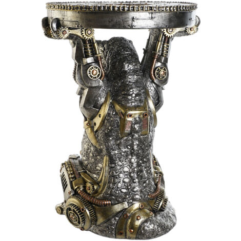 Table d'appoint en résine coloris gris - longueur 36 x profondeur 33 x Hauteur 51 cm