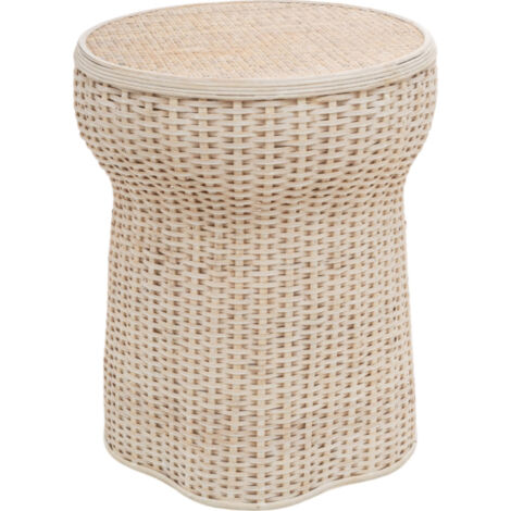 Table dappoint en rotin blanc style naturel élégant - Blanc naturel tressé