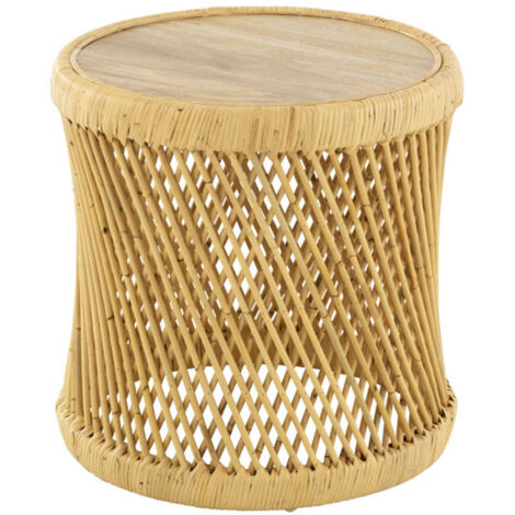 Table d'Appoint en Rotin "Cylindre" 50cm Naturel