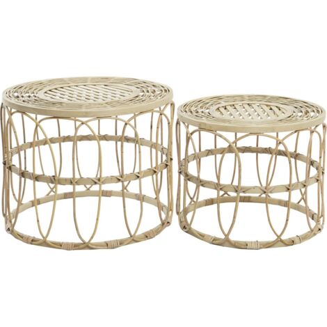 Table d'appoint en rotin tressé pour une ambiance cosy - Marron naturel tressé