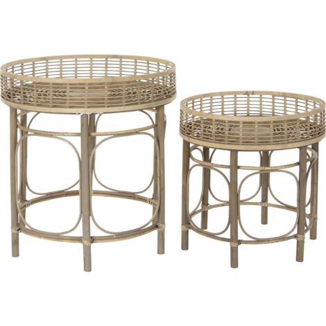Table d'appoint en rotin tressé pour une élégance naturelle - Nuance de rotin naturel tressé