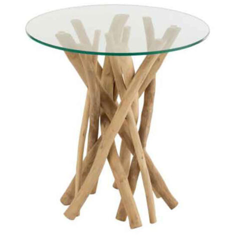 Table d'Appoint en Teck "Driftwood" 50cm Naturel