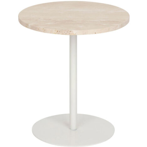 Table d'Appoint en Travertin "Celen" 45cm Blanc