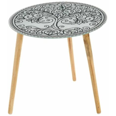 Table d'appoint en verre blanche arbre de Vie