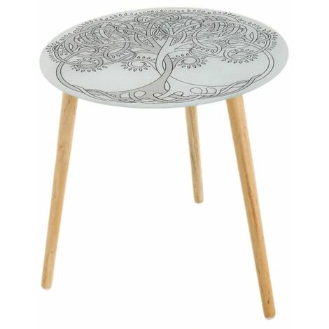 Table d'appoint en verre blanche arbres de Vie