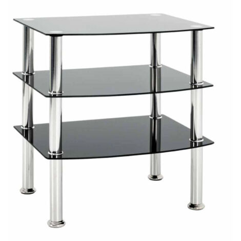 Table d'Appoint en Verre "Gaïa" 59cm Noir