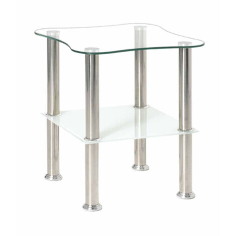 Table d'Appoint en Verre "Henia" 47cm Blanc