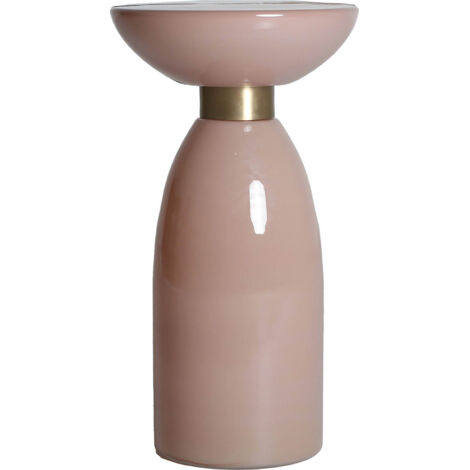 Table d'appoint en verre rose finition brillante style contemporain - Rose pâle translucide