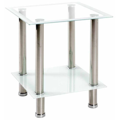 Table d'Appoint en Verre "Sacha" 46cm Blanc