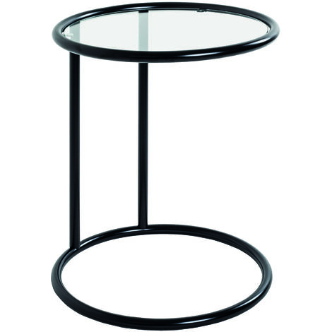 Table d'appoint en verre trempé, métal coloris noir - diamètre 45 x hauteur 55 cm