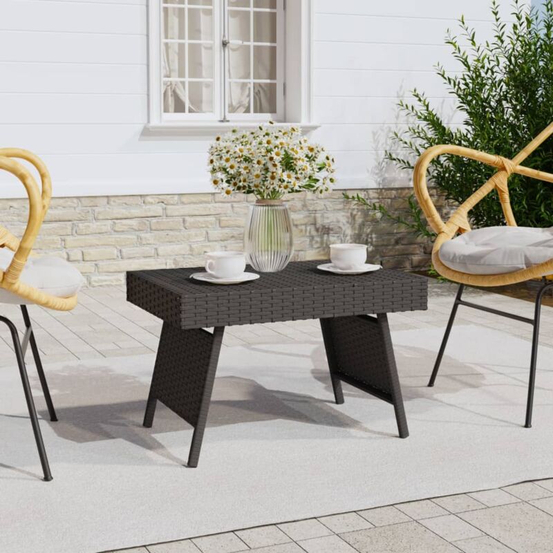 Table d'appoint et bout de canapé - Table Café pliable noir 60x40x38 cm résine tressée BV668201 Bonnevie