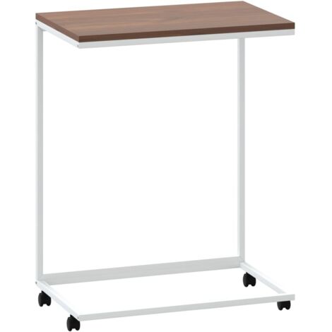 Table d'appoint et bout de canapé - Table Café avec roues Blanc 55x35x70 cm Bois d'ingénierie BV137732 - BonneVie