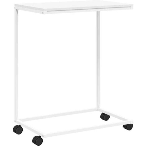 Table d'appoint et bout de canapé - Table Café avec roues Blanc 55x35x70 cm Bois d'ingénierie BV429451 - BonneVie