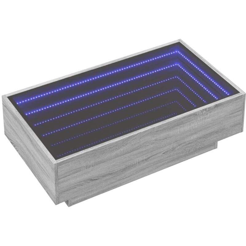Table basse avec led sonoma gris 90x50x30 cm bois d'ingénierie Vidaxl