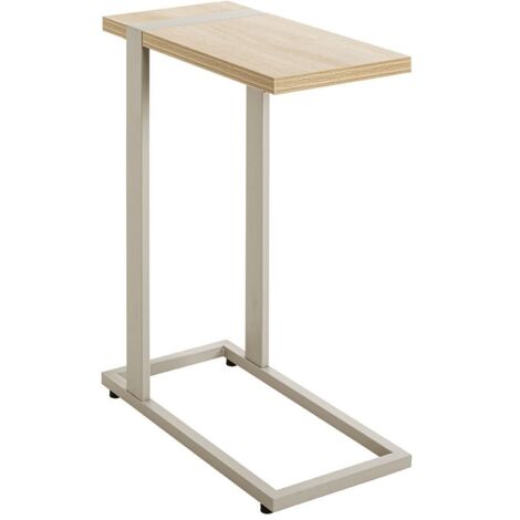 Table d'appoint étagère coloris Chêne naturel et métal gris - Longueur 24 x Profondeur 49 x Hauteur 64 cm