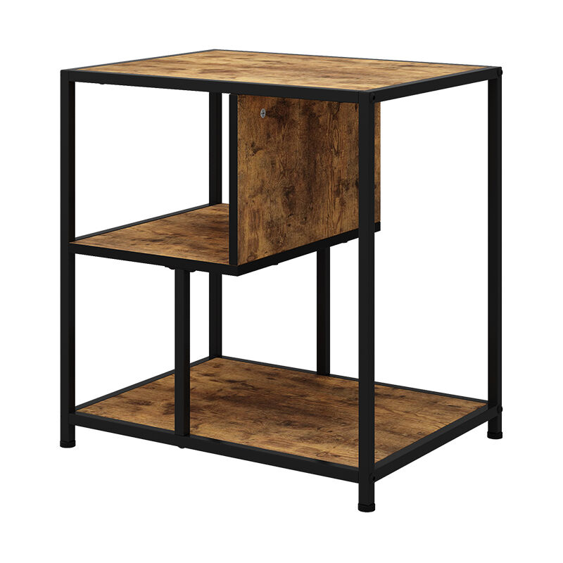 Table d'appoint Fyrk, Chêne rustique, 52 x 40 cm avec 2 étagères ouvertes Vicco