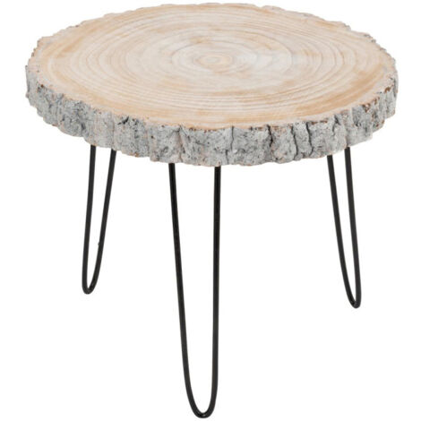 Table d'Appoint Gigogne "Albo" 58cm Gris & Naturel