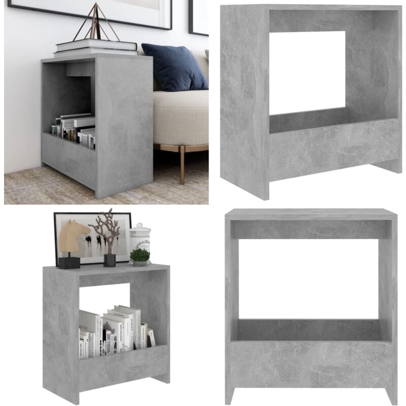Vidaxl - Table d'appoint gris béton 50x26x50 cm bois d'ingénierie - Table D'appoint - Table Basse - Meuble Design - Mobilier Contemporain - Table En
