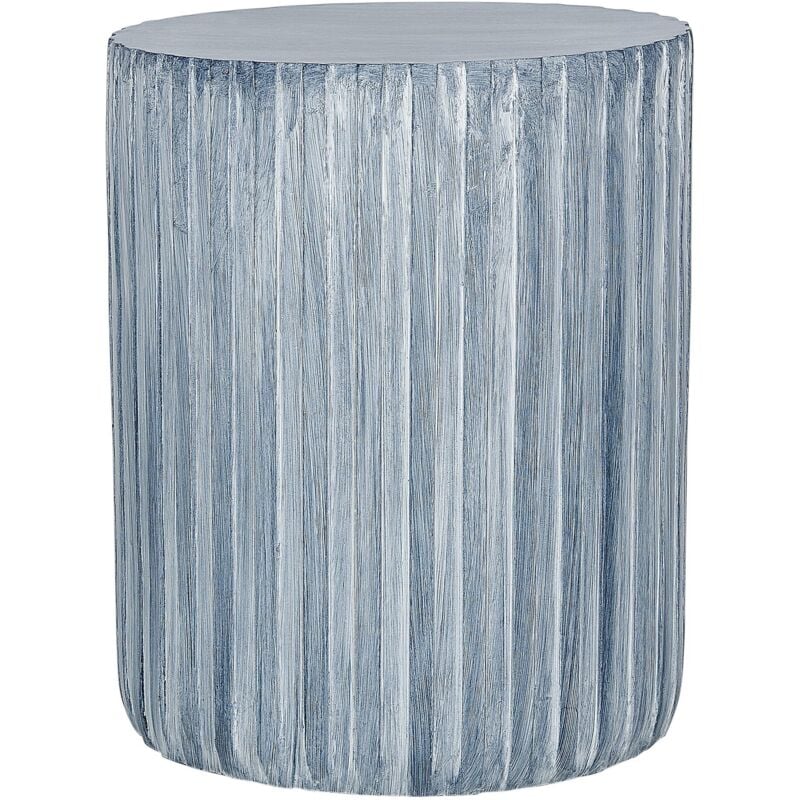 Table d'Appoint Gris Forme Colonne à Rayures 48 cm Résistant aux Taches Amaro