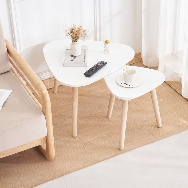 haloyo - table d'appoint ®,design industriel,lot de 2,scandinave nordique,blanc