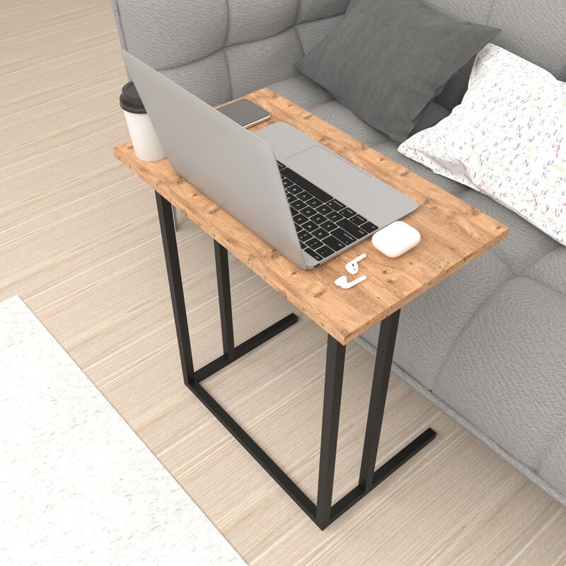 table de support bas idéal pour le canapé avec cadre noir et différentes couleurs surface taille : chêne