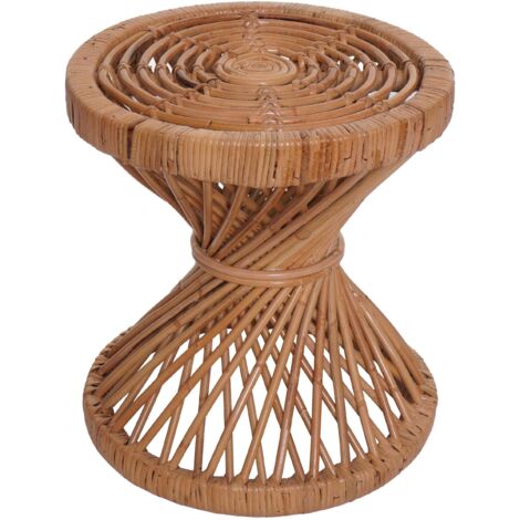 Table d'appoint HHG-089, Table de fleurs en rotin Table basse, ronde 43x38x38cm, rotin Kubu naturel