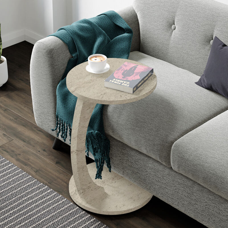 Table d’appoint Holeby 56 x 38 cm travertin [en.casa]