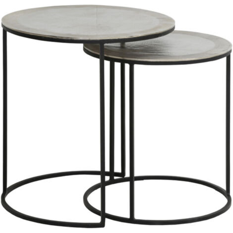 Table d'appoint Light & Living ensemble de 2 Talca en nickel brut