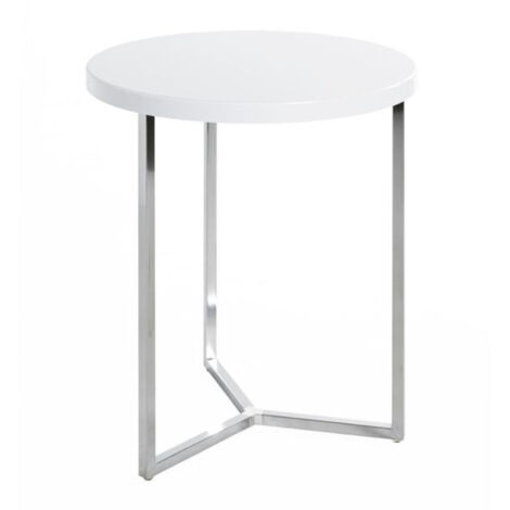 Table d'Appoint "Lucinda" 54cm Blanc & Chromé